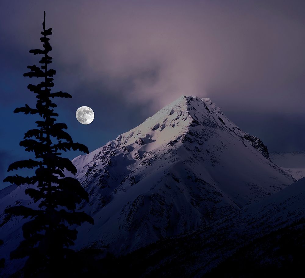 Moonrise over the Canadian Rocky Mountains in Jasper National Park-Alberta-Canada art print by Steve Mohlenkamp for $57.95 CAD