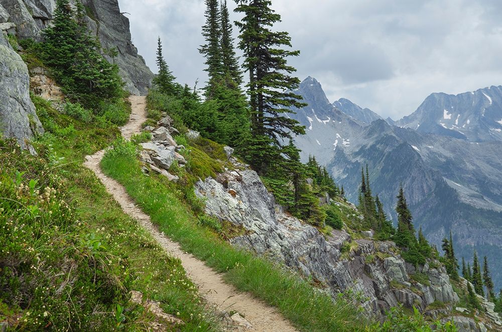 Abbott Ridge Trail along cliffs below Mount Abbott Selkirk Mountains Glacier National Park art print by Alan Majchrowicz for $57.95 CAD