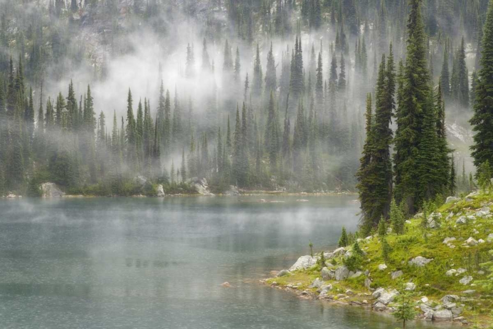 Canada, BC, Revelstoke NP Fog on Lake Eva art print by Don Paulson for $57.95 CAD