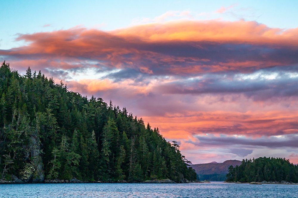 Canada-British Columbia-Inside Passage Sunrise on ocean and forested mountains art print by Jaynes Gallery for $57.95 CAD