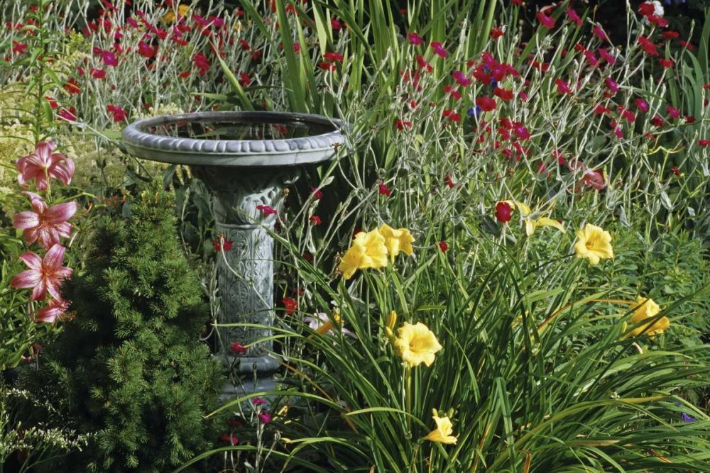 Canada, Manitoba, Fountain in garden art print by Mike Grandmaison for $57.95 CAD