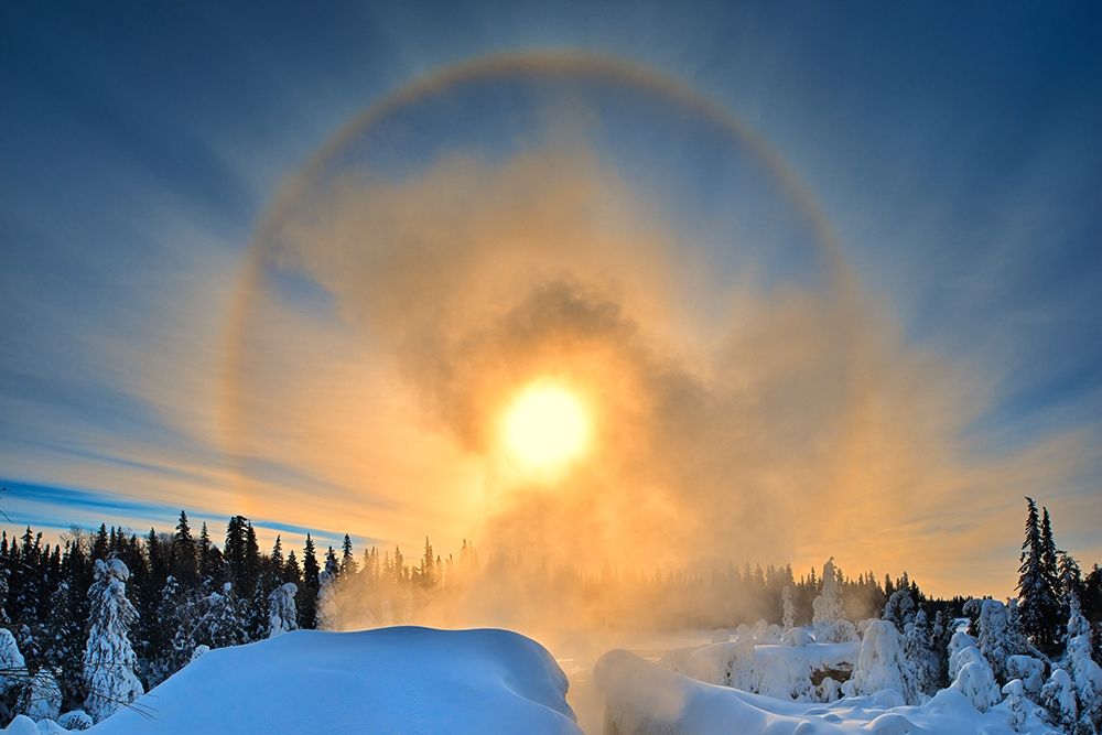 Canada-Manitoba-Pisew Falls Provincial Park-Halo above river at Pisew Falls art print by Jaynes Gallery for $57.95 CAD