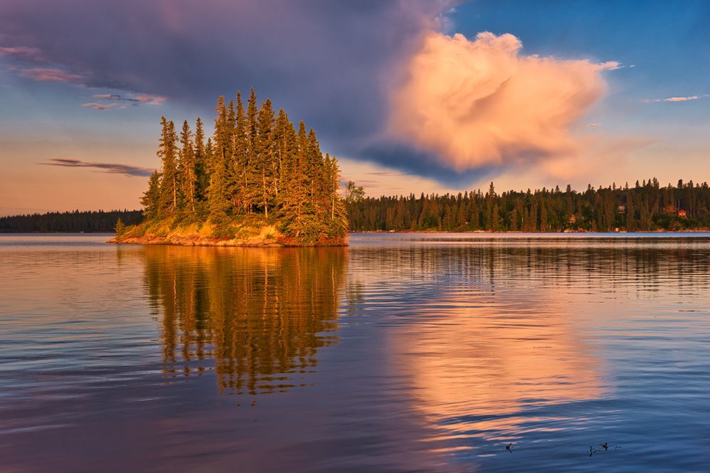 Canada- Manitoba- Paint Lake Provincial Park. Island on Paint Lake at sunrise. art print by Jaynes Gallery for $57.95 CAD