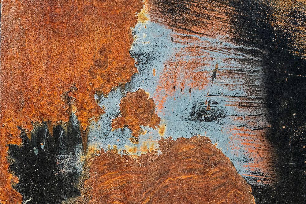 Canada-Manitoba-St Lupicin Close-up of rusted paint patterns on vintage car art print by Jaynes Gallery for $57.95 CAD