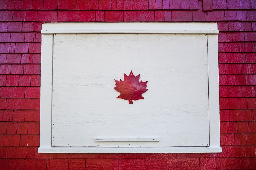 Canada-New Brunswick-Campobello Island-Welshpool-house with Canadian Maple Leaf designs art print by Walter Bibikow for $57.95 CAD