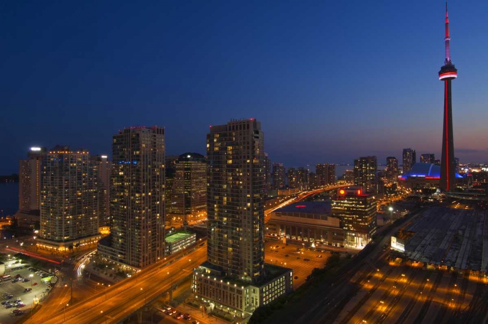Toronto City at dusk with CN Tower art print by Mike Grandmaison for $57.95 CAD