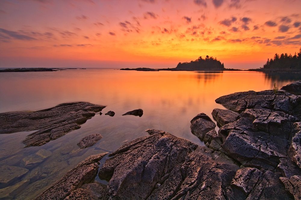 Canada-Ontario-Bruce Peninsula National Park Island and rocks in Georgian Bay at sunset art print by Jaynes Gallery for $57.95 CAD