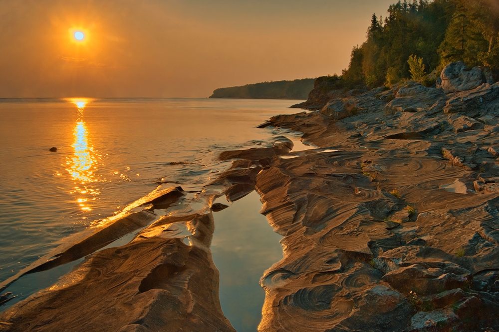 Canada-Ontario-Bruce Peninsula National Park Sunset on limestone rock art print by Jaynes Gallery for $57.95 CAD