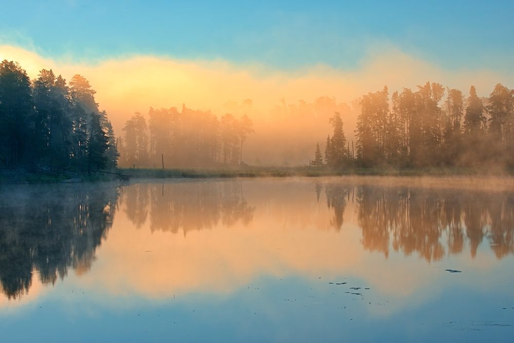 Canada-Ontario-Kenora Fog at sunrise on Isabel Lake art print by Jaynes Gallery for $57.95 CAD