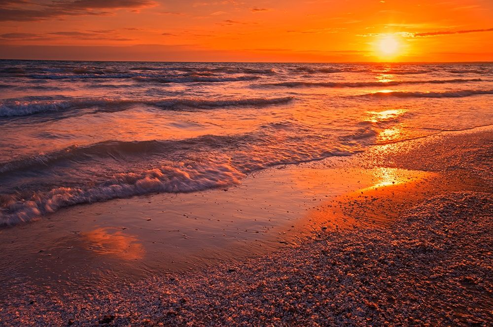 Canada-Ontario-Sandbanks Provincial Park-Waves on Lake Ontario beach at sunset art print by Jaynes Gallery for $57.95 CAD
