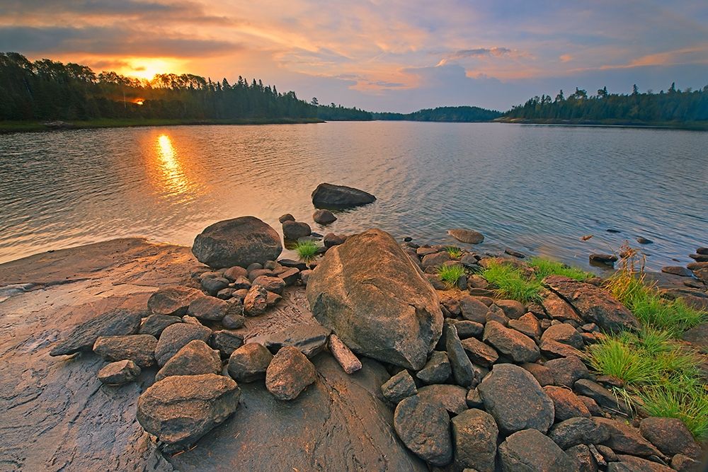 Canada-Ontario-Kenora Middle Lake at sunrise art print by Jaynes Gallery for $57.95 CAD