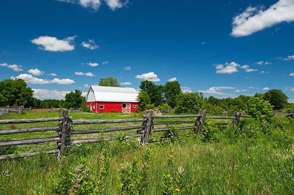 Canada-Ontario-Limoges Red barn and wooden fence art print by Jaynes Gallery for $57.95 CAD