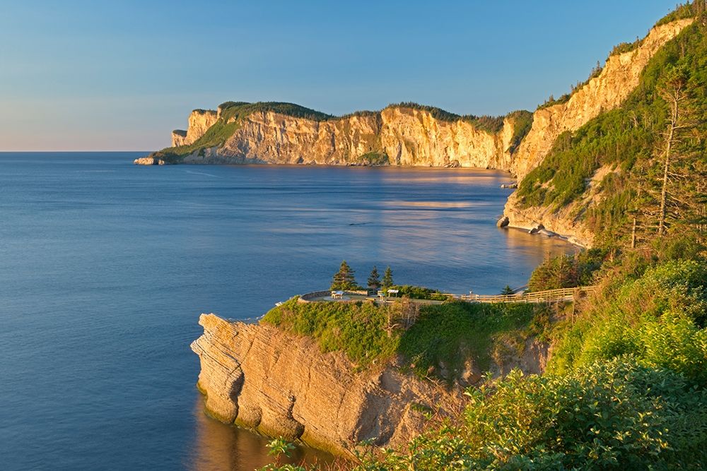 Canada-Quebec-Forillon National Park Limestone cliffs along bay art print by Jaynes Gallery for $57.95 CAD