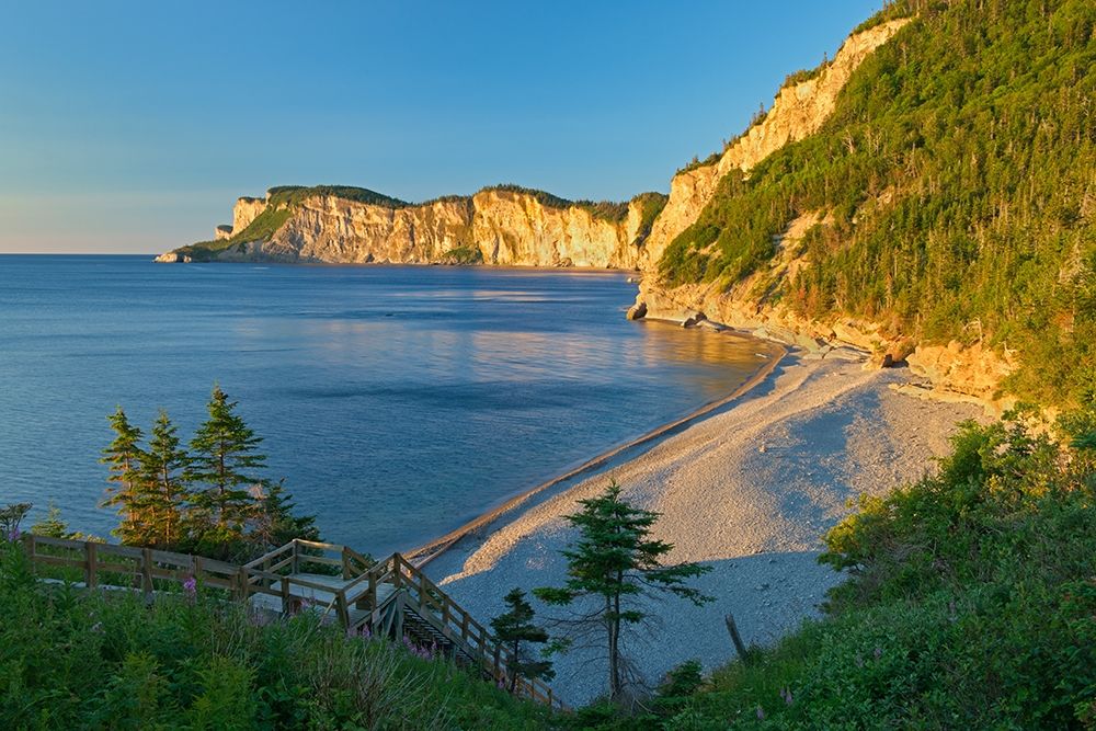 Canada-Quebec-Forillon National Park Limestone cliffs along bay art print by Jaynes Gallery for $57.95 CAD