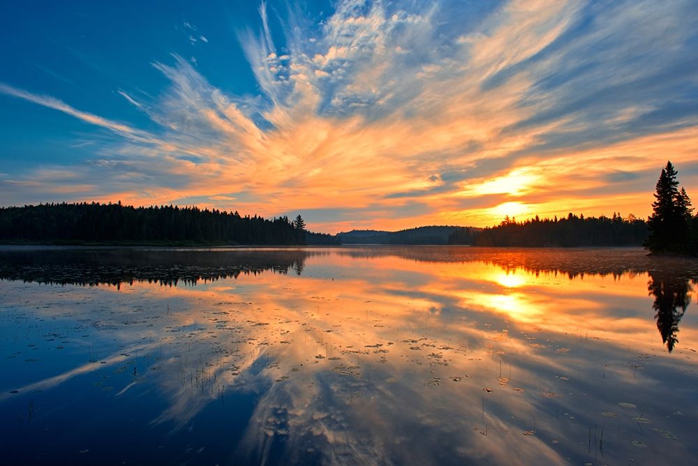 Canada-Quebec-La Mauricie National Park Reflection of clouds in Lac du Fou at sunrise art print by Jaynes Gallery for $57.95 CAD