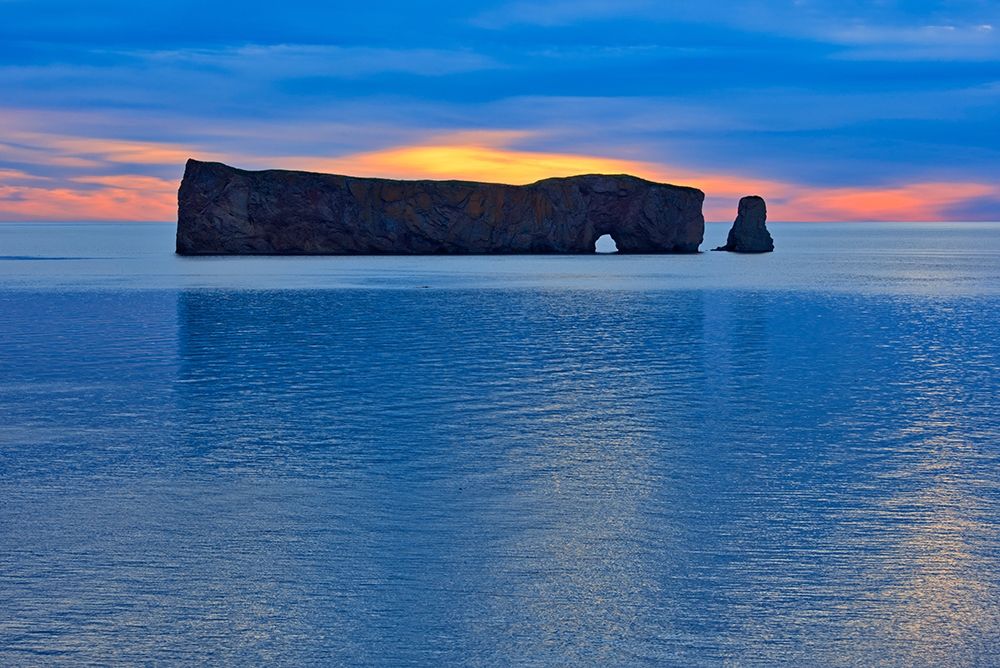 Canada-Quebec-Perce Perce Rock in Atlantic Ocean at sunset art print by Jaynes Gallery for $57.95 CAD