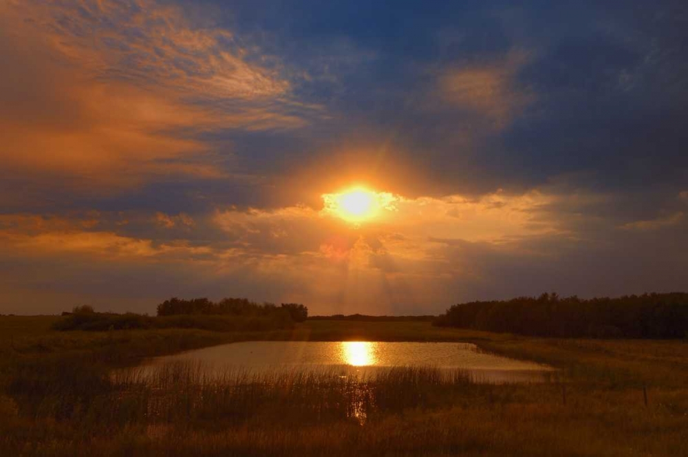 Canada, Saskatchewan, Dubuc Sunset over pond art print by Mike Grandmaison for $57.95 CAD