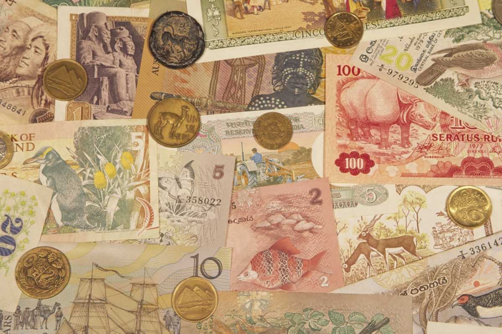 Coins and paper money from various countries art print by Steve Satushek for $57.95 CAD