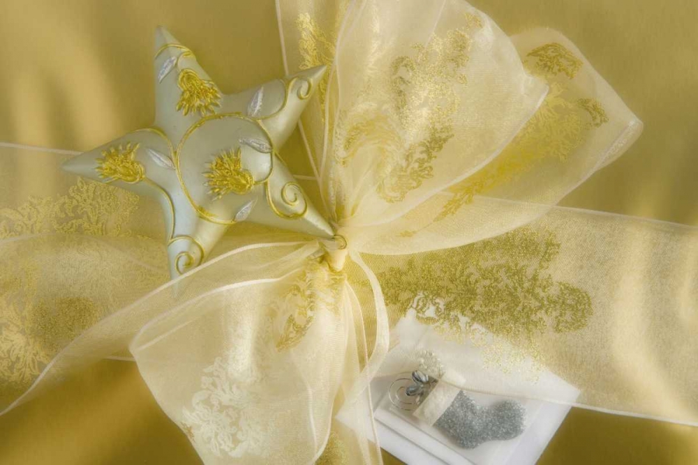 Detail of decorations on a Christmas gift art print by Don Paulson for $57.95 CAD