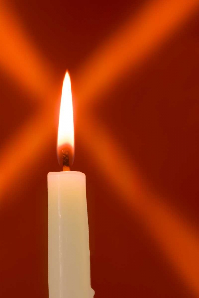 Burning candle with star burst on red background art print by Wendy Kaveney for $57.95 CAD