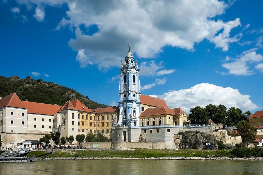 Durnstein, Austria. Beautiful blue church along the Danube. art print by Julien McRoberts for $57.95 CAD