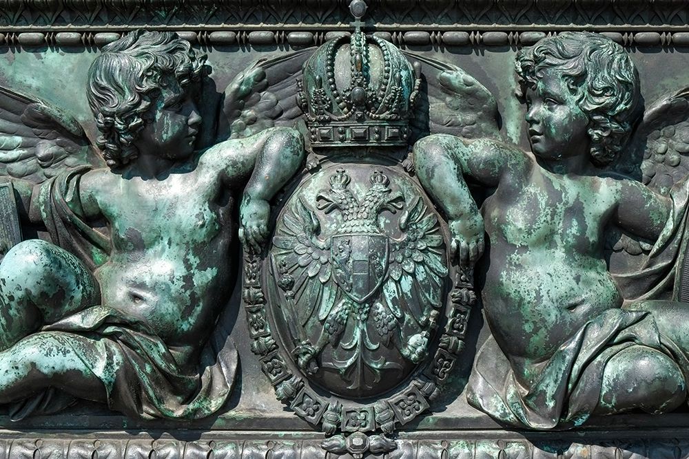 Vienna, Austria. Bronze detail of angels and royal crest art print by Julien McRoberts for $57.95 CAD