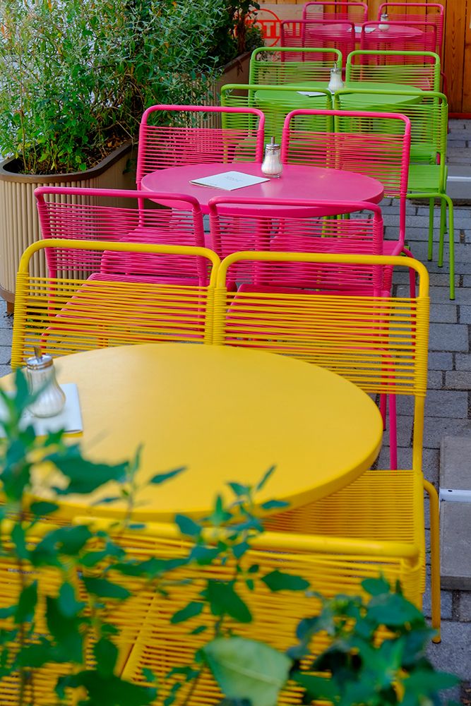 Vienna, Austria. Colorful table and chairs at local cafe art print by Julien McRoberts for $57.95 CAD
