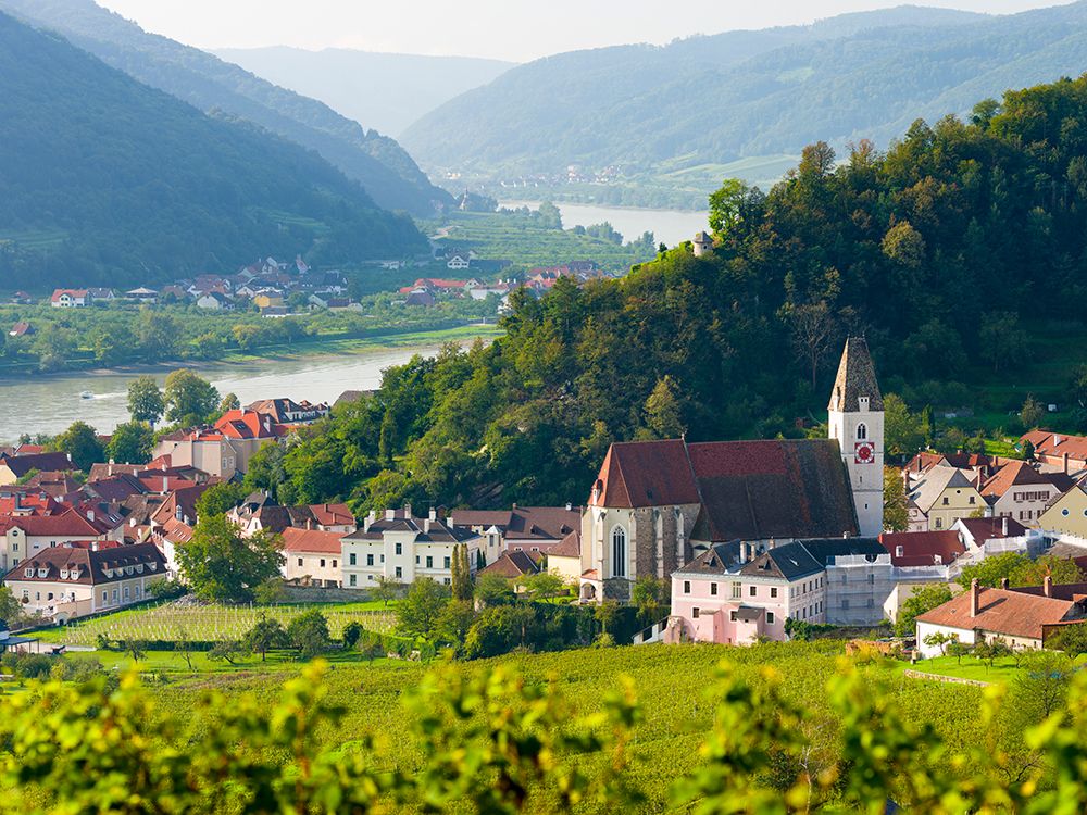Historic village Spitz located in wine-growing area-UNESCO World Heritage Site-Lower Austria art print by Martin Zwick for $57.95 CAD
