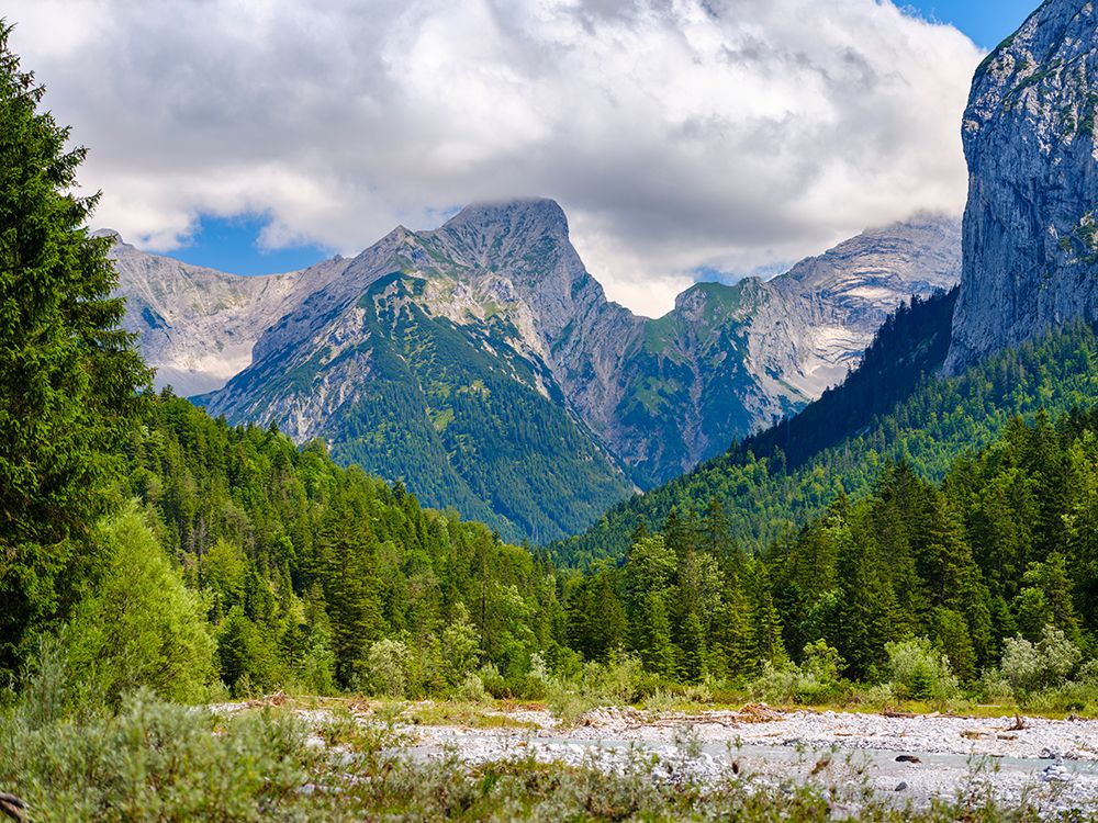 Karwendel Mountains near Eng Alpe in the valley of Rissbach Creek in Tyrol- Austria art print by Martin Zwick for $57.95 CAD