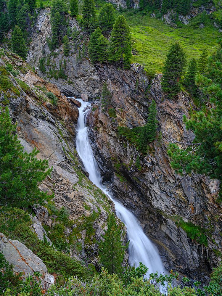 Waterfall Rotmooswasserfall in the Otztal Alps in the Naturepark Otztal. Europe- Austria- Tyrol art print by Martin Zwick for $57.95 CAD