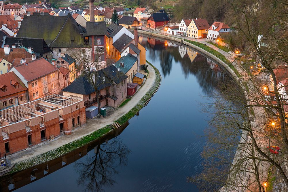Europe-Czech Republic-Cesky Krumlov-Overview of town and Vltava River art print by Jaynes Gallery for $57.95 CAD