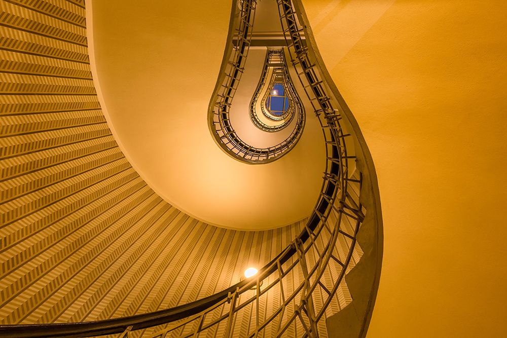 Europe-Czech Republic-Prague-Spiral staircase in House of the Black Madonna art print by Jaynes Gallery for $57.95 CAD