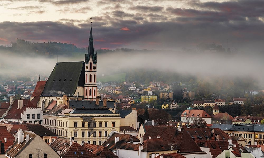 Overview from Cesky Castle to Vlata River and Cesky Krumlov in the Czech Republic art print by Chuck Haney for $57.95 CAD