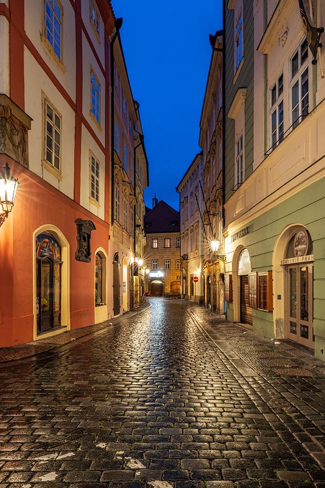 Narrow wet cobblestone streets in Old Town in Prague-Czech Republic art print by Chuck Haney for $57.95 CAD