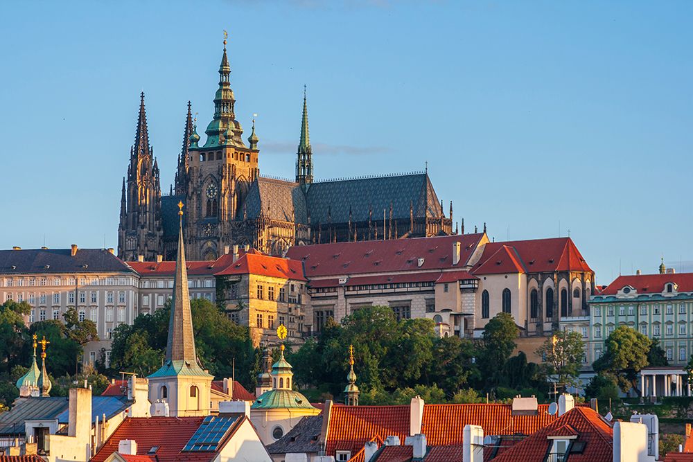 Prague-Czech Republic-St-Vitus Cathedral above roofs of city art print by Tom Haseltine for $57.95 CAD