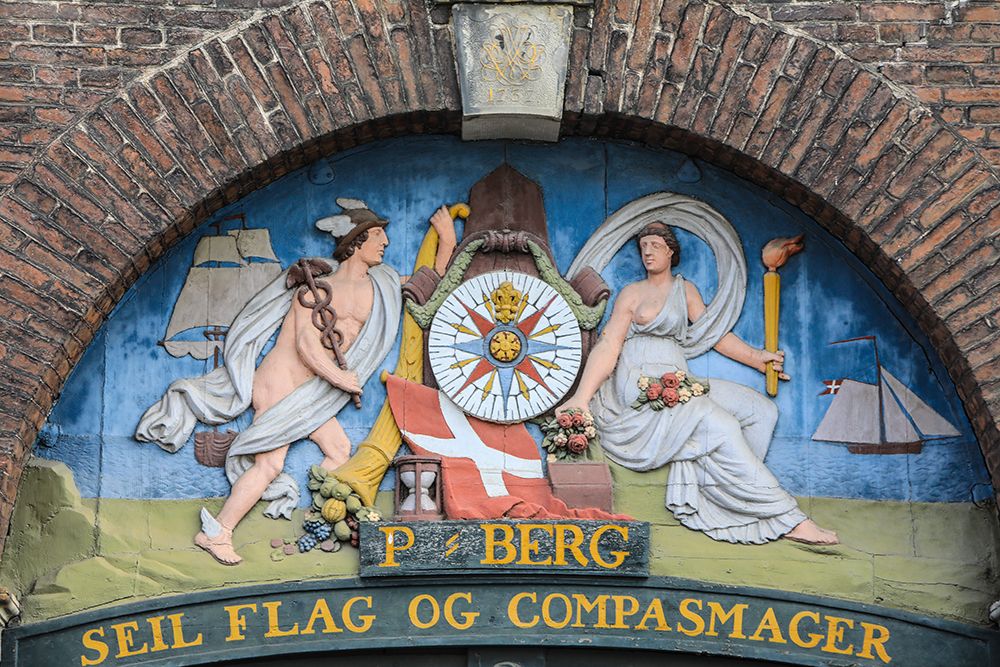 Copenhagen, Denmark. Flag Og Compasmager facade. art print by Jolly Sienda for $57.95 CAD