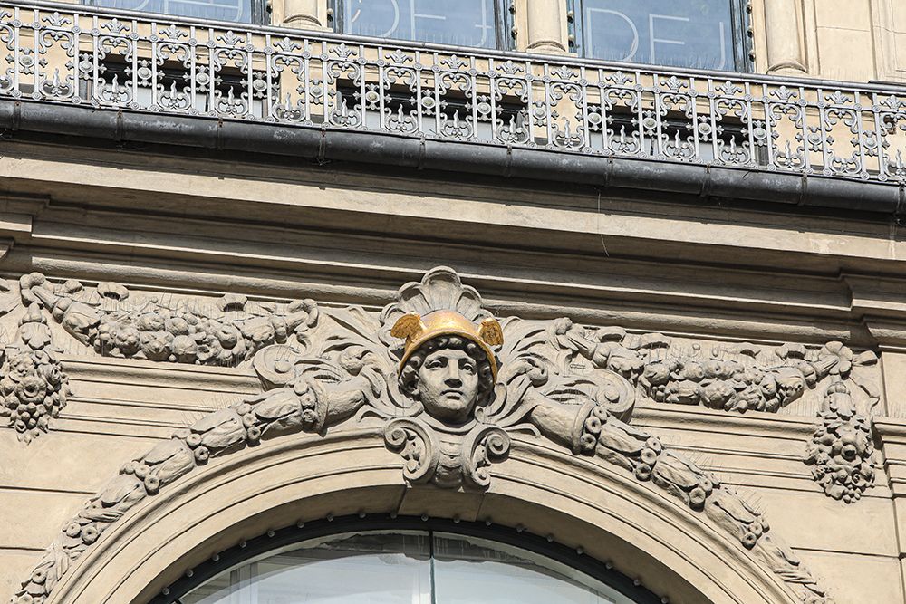 Copenhagen, Denmark. Greek gods, winged Mercury, Rococo architecture. art print by Jolly Sienda for $57.95 CAD