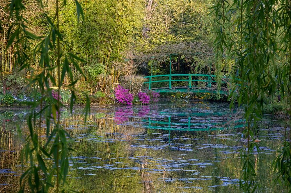 France-Giverny-Monets Garden Sunrise view of iconic bridge and lily pond art print by Jaynes Gallery for $57.95 CAD