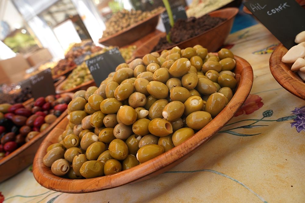 Olives in the Sunday market in Beaune-France art print by Dennis Brack for $57.95 CAD