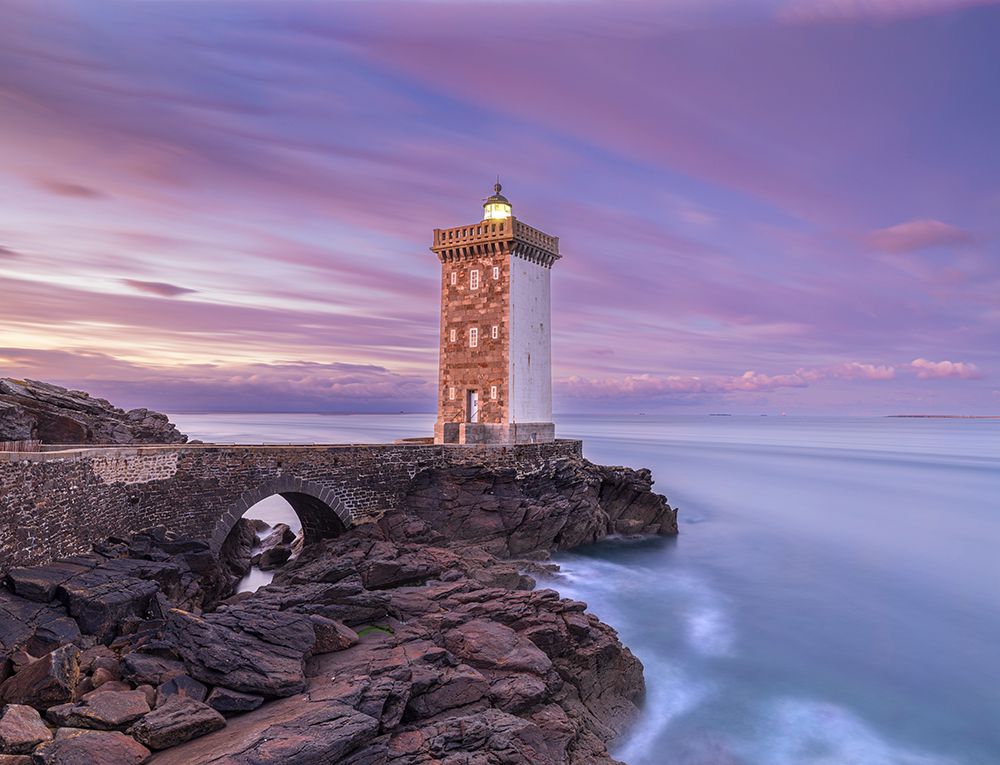 France-Brittany Sunrise at the Kermorvan Lighthouse art print by Hollice Looney for $57.95 CAD