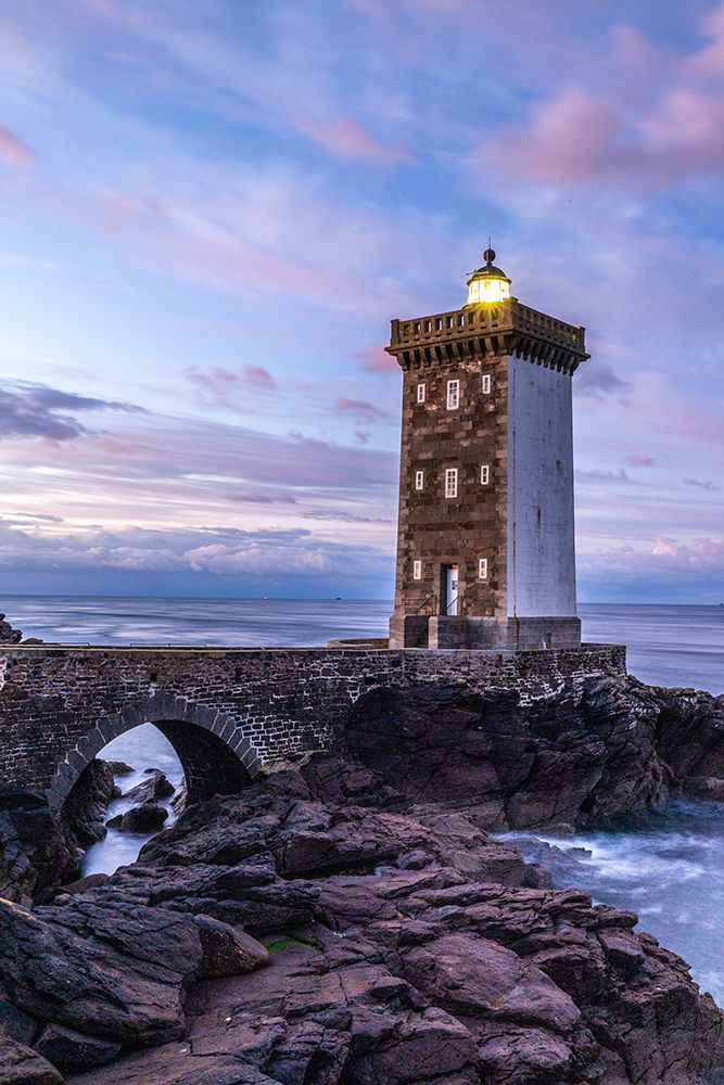 France-Brittany Sunrise at the Kermorvan Lighthouse art print by Hollice Looney for $57.95 CAD