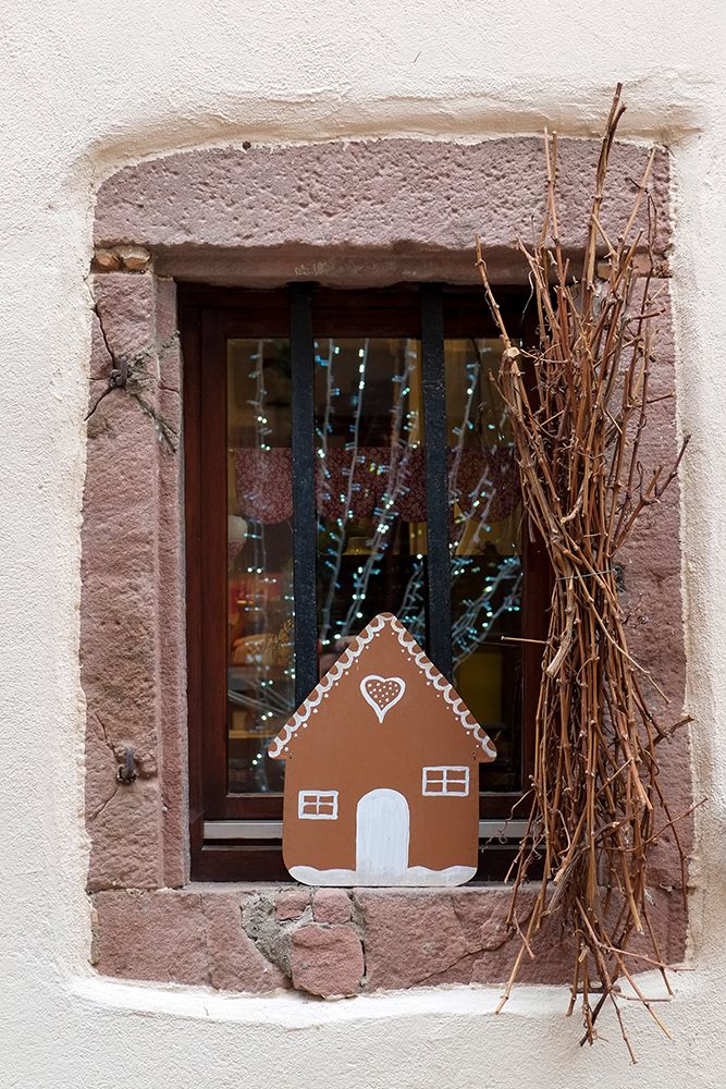 Riquewihr-France Village established 1400s in Alsace Region Window decorated Christmas ornaments art print by Julien McRoberts for $57.95 CAD
