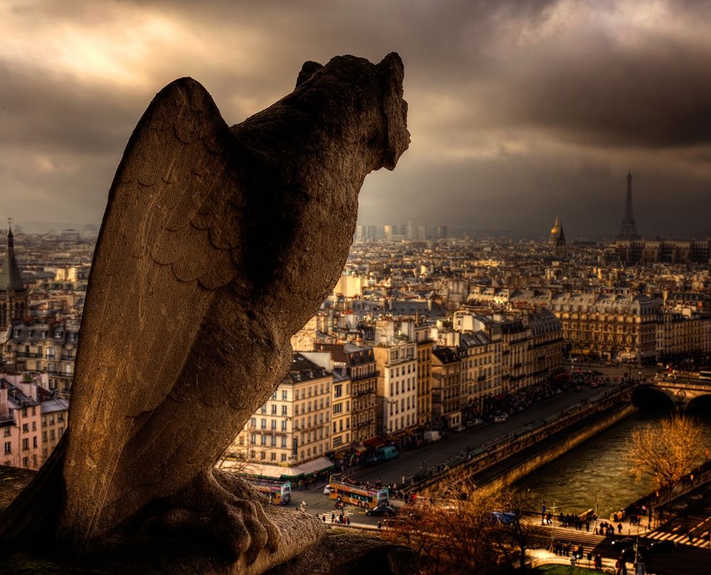 Notre Dame Cathedral-the Seine River and the skyline shimmer on a Paris-France cloudy afternoon art print by Steve Mohlenkamp for $57.95 CAD