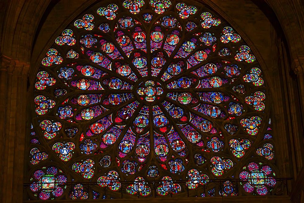 South Rose Window-Jesus and Disciples stained glass-Notre Dame Cathedral-Paris-France art print by William Perry for $57.95 CAD