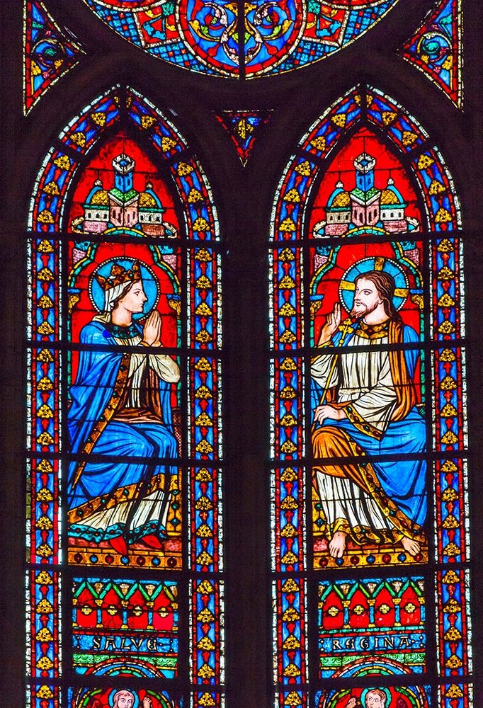 Jesus Christ Mary stained glass-Notre Dame Cathedral-Paris-France art print by William Perry for $57.95 CAD