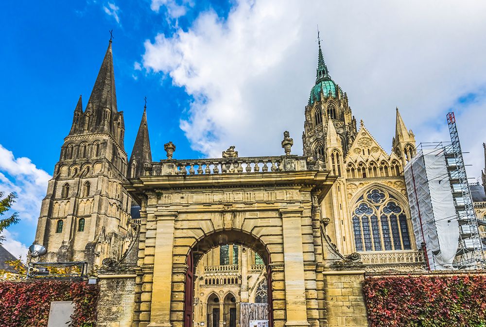 Outside Bayeux Cathedral- Bayeux- Normandy- France. Catholic church art print by William Perry for $57.95 CAD