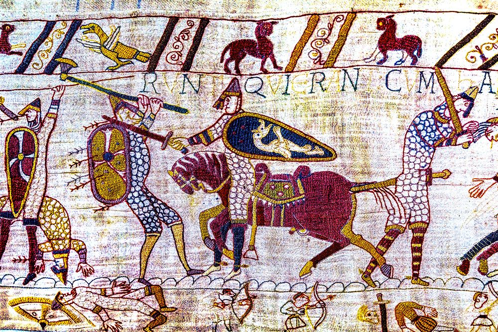 Colorful Medieval Bayeux tapestry- Bayeux- Normandy- France art print by William Perry for $57.95 CAD