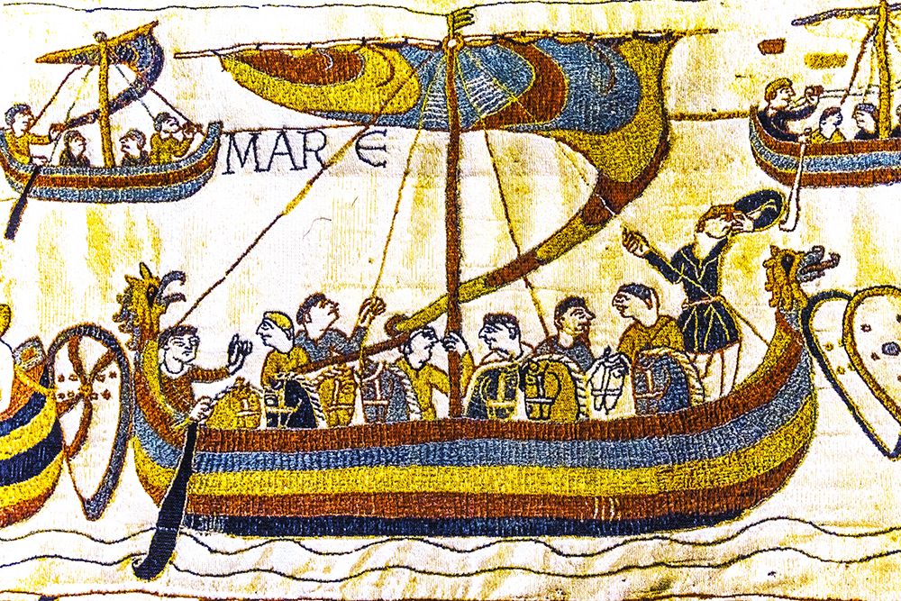 Colorful Medieval Bayeux tapestry- Bayeux- Normandy- France art print by William Perry for $57.95 CAD