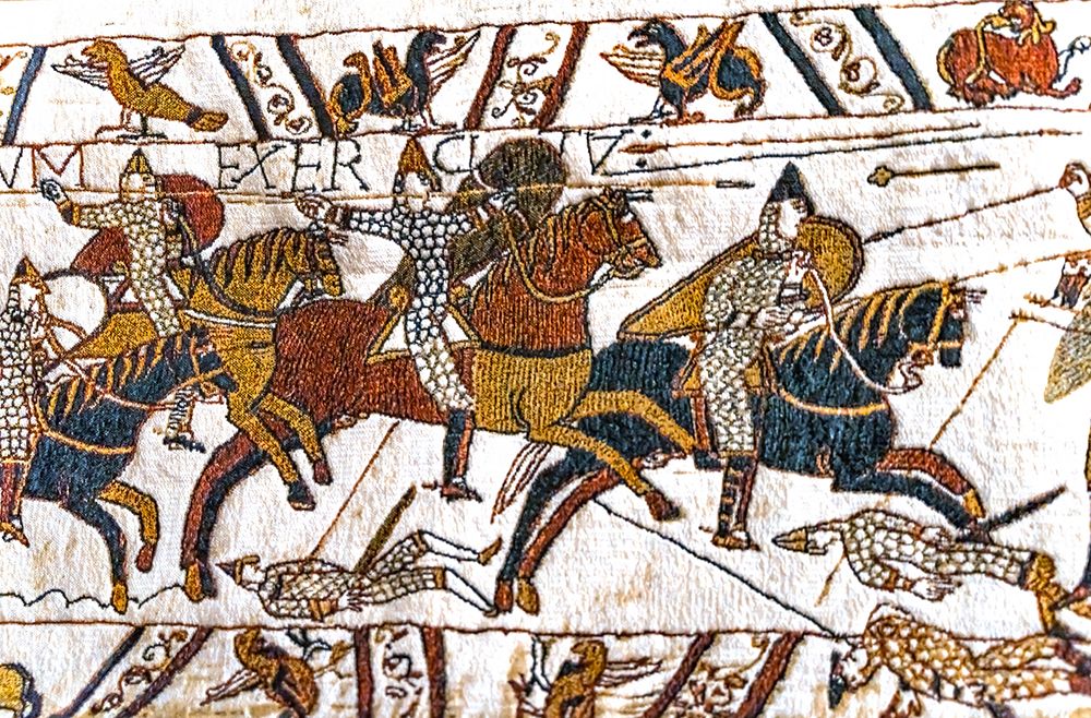 Colorful Medieval Bayeux tapestry- Bayeux- Normandy- France. art print by William Perry for $57.95 CAD