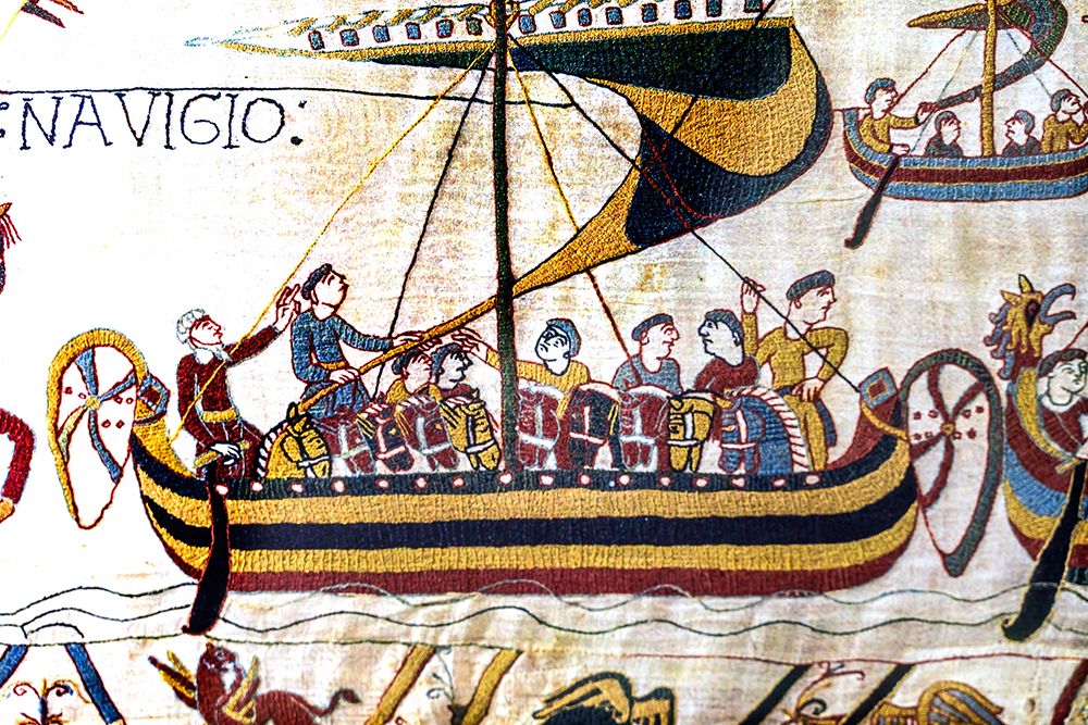 Colorful Medieval Bayeux tapestry- Bayeux- Normandy- France art print by William Perry for $57.95 CAD